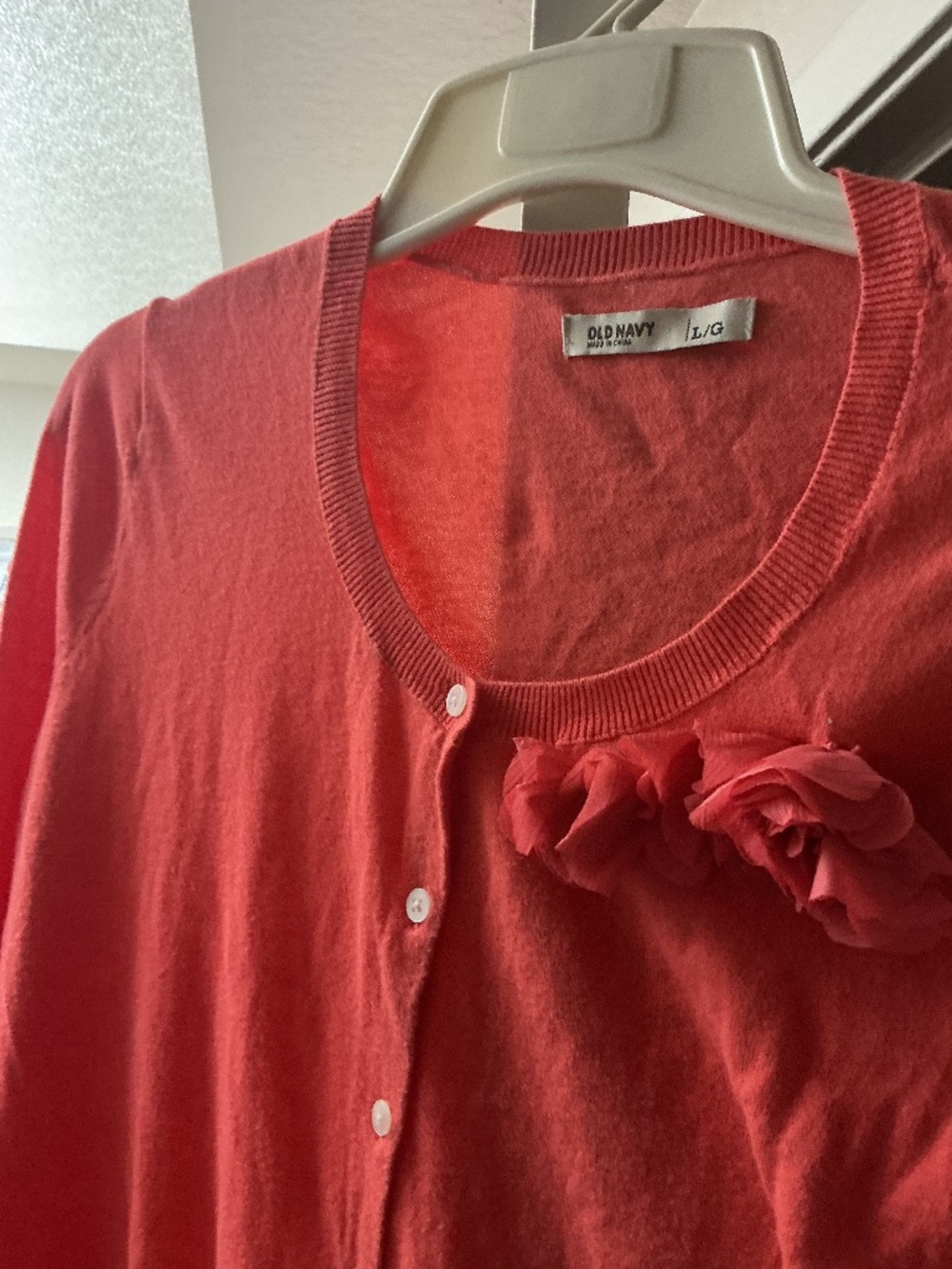 Old Navy sweater cardigan orange with flower size large